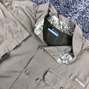 Columbia PHG Shirt Mens 2XL Beige Short Sleeve Hunting Button Up HM7721